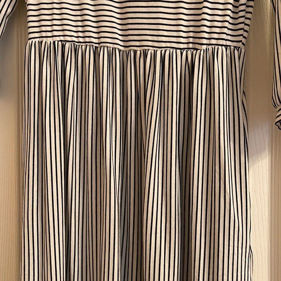 MEROKEETY 3/4 sleeve Striped T Shirt Midi Dress with Pockets, size small NWOT - Picture 3 of 4